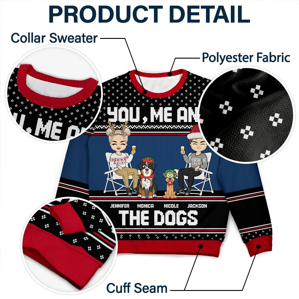You, Me And The Dog - Personalized Unisex Ugly Sweater