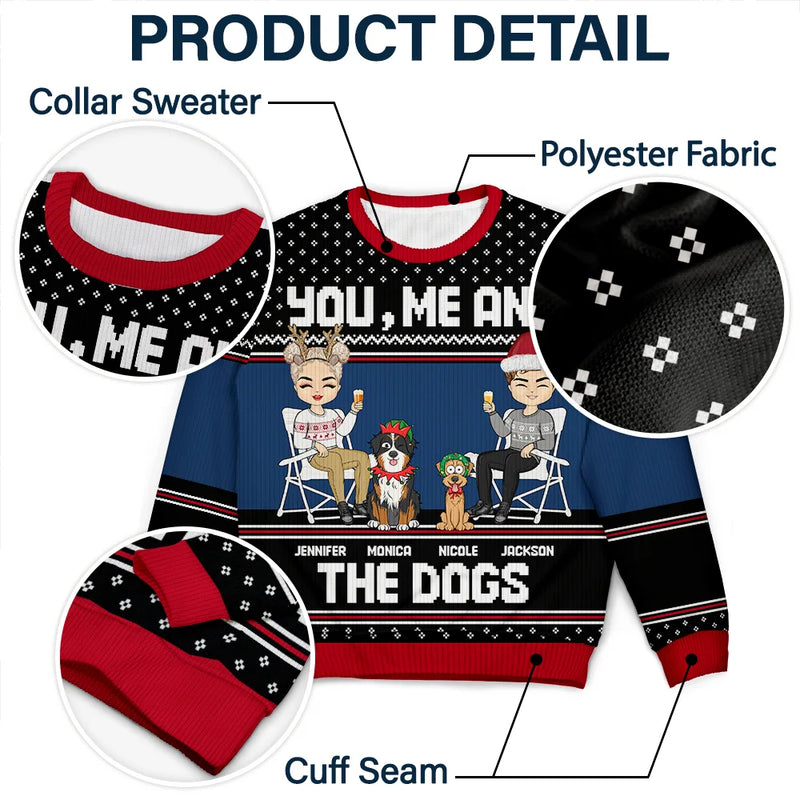 You, Me And The Dog - Personalized Unisex Ugly Sweater