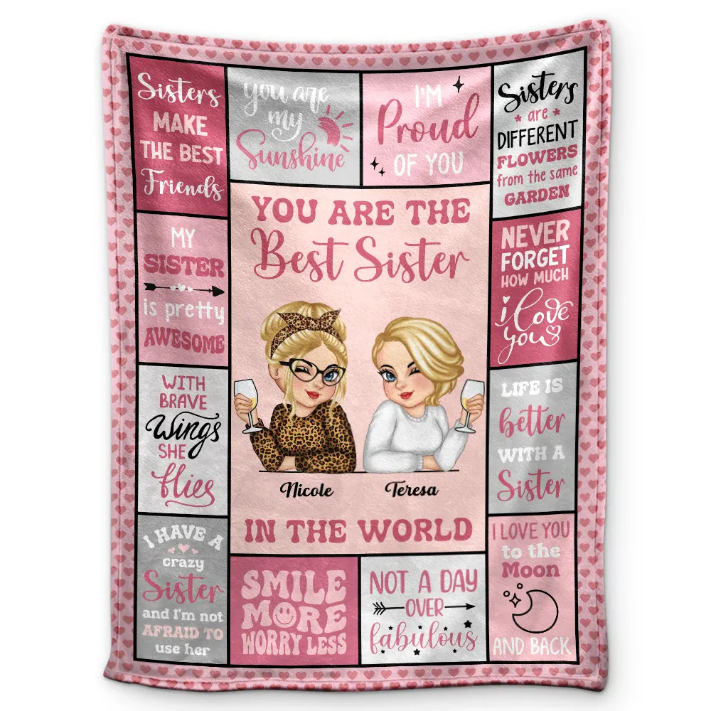 Best Sister In The World - Personalized Fleece Blanket, Sherpa Blanket