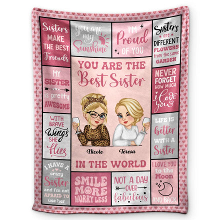 Best Sister In The World - Personalized Fleece Blanket, Sherpa Blanket
