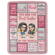 Best Sister In The World - Personalized Fleece Blanket, Sherpa Blanket