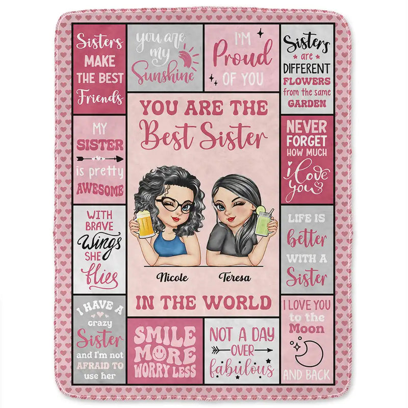 Best Sister In The World - Personalized Fleece Blanket, Sherpa Blanket