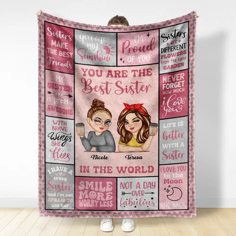Best Sister In The World - Personalized Fleece Blanket, Sherpa Blanket