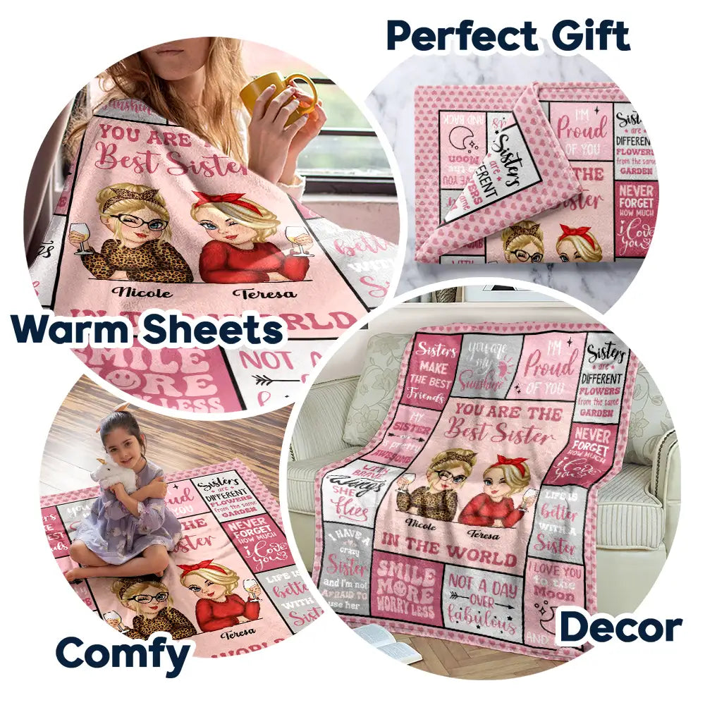 Best Sister In The World - Personalized Fleece Blanket, Sherpa Blanket