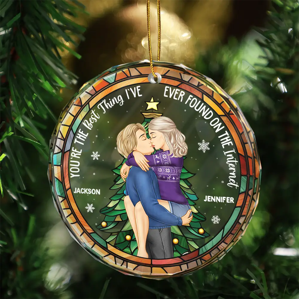 Christmas Best Thing Found On The Internet - Personalized Circle Glass Ornament