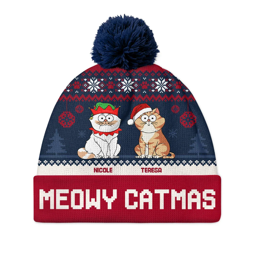 Meowy Catmas - Bonnet à pompon personnalisé 