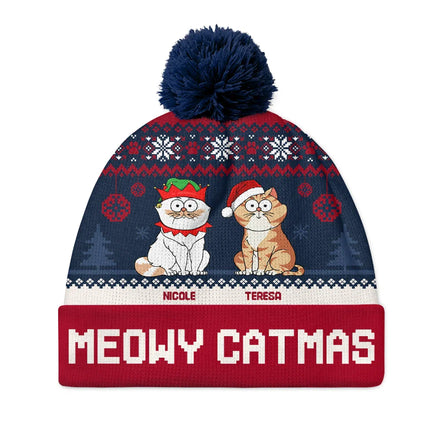 Meowy Catmas - Bonnet à pompon personnalisé 