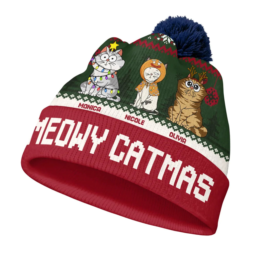 Meowy Catmas - Bonnet à pompon personnalisé 