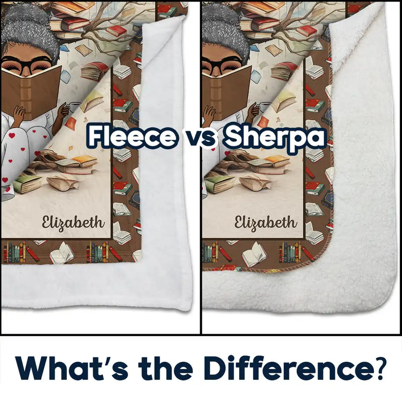 Reading, Gift For Yourself - Book Tree Just A Girl Who Loves Books - Personalized Fleece Blanket, Sherpa Blanket