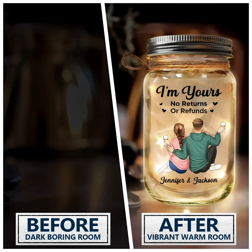 Couples, Gift For Couples - Couple Favorite Song I'm Yours No Returns QR Code - Personalized Mason Jar Light