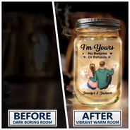 Couples, Gift For Couples - Couple Favorite Song I'm Yours No Returns QR Code - Personalized Mason Jar Light