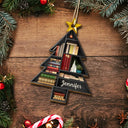 Reading, Gift For Yourself - Reading Bookshelves Christmas Tree Shape - Personalized Custom Shaped Wooden Ornament