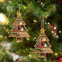 Reading, Gift For Yourself - Reading Bookshelves Christmas Tree Shape - Personalized Custom Shaped Wooden Ornament