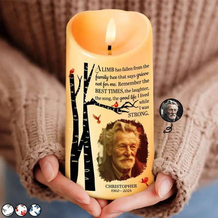 Photo commémorative personnalisée « Un membre est tombé » - Bougie LED sans flamme personnalisée 
