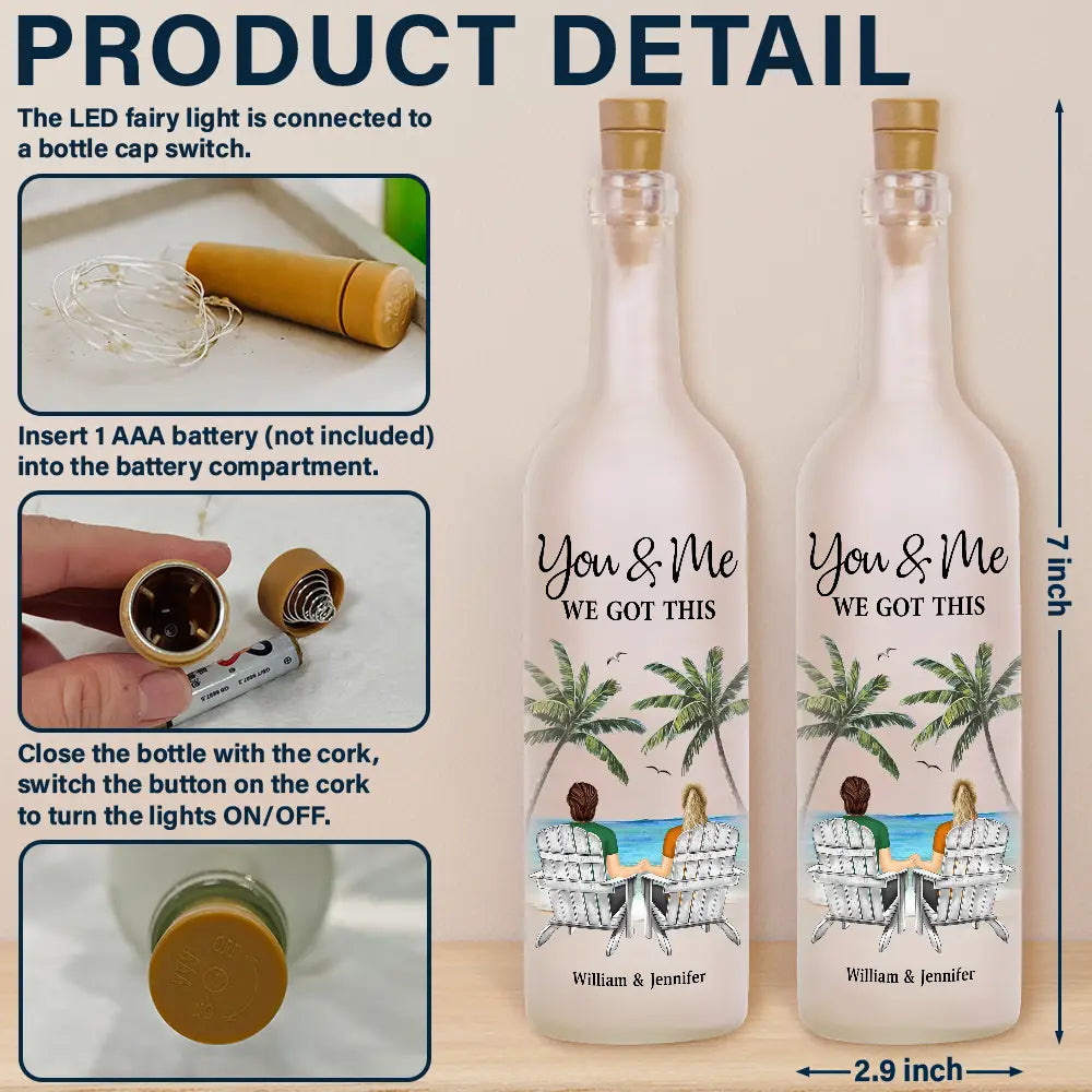 Gift For Couples,Gift For Husband,Gift For Wife,Gift For Boyfriend,Gift For Girlfriend - Beach Till Our Last Breath - Personalized Bottle Light