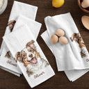 Photo - Colored Pencil ,Non-Eng,Happy,Dog Lovers,Pet Lovers,Cat Lovers - Custom Photo Colored Pencil Sketch Funny Dog Cat Pet - Personalized Kitchen Towel