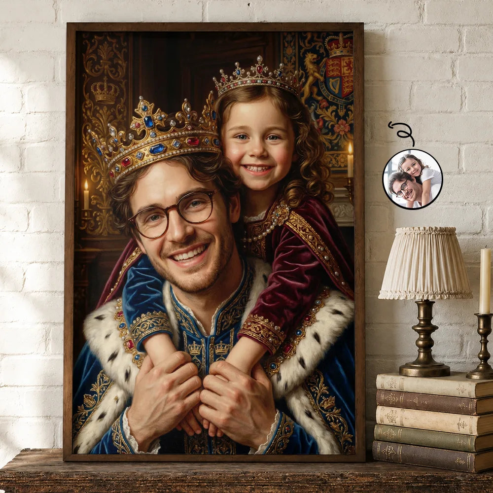 Custom Photo Renaissance Royal Portrait Dad Daughter Grandparents Family - Personalized Poster