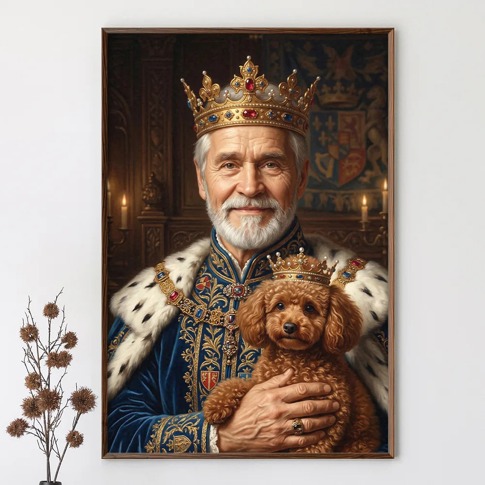 Gift For Husband,Gift For Yourself,Gift For Men,Gift For Father,Gift For Grandpa,Dad's Hobby,Grandpa's Hobby,Non-Eng,Photo - Renaissance Royal Portrait,Humorous - Custom Photo Renaissance Royal Portrait Dad Daughter Grandparents Family - Personalized Poster