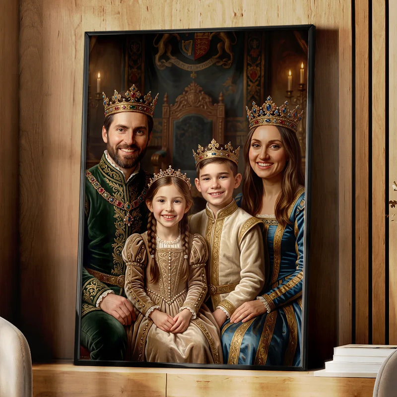 Gift For Husband,Gift For Yourself,Gift For Men,Gift For Father,Gift For Grandpa,Dad's Hobby,Grandpa's Hobby,Non-Eng,Photo - Renaissance Royal Portrait,Humorous - Custom Photo Renaissance Royal Portrait Dad Daughter Grandparents Family - Personalized Poster