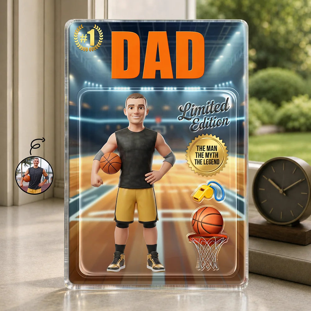 Custom Photo Toybox Figure Basketball Dad Grandpa Limited Edition - Personalized Custom Shaped Acrylic Plaque