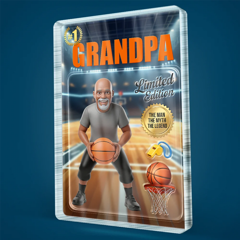 Gift For Husband,Gift For Yourself,Gift For Men,Gift For Father,Sport Dad,Dad's Hobby,Grandpa's Hobby,Basketball,Non-Eng,Photo - Toybox Figure,Playful - Custom Photo Toybox Figure Basketball Dad Grandpa Limited Edition - Personalized Custom Shaped Acrylic Plaque