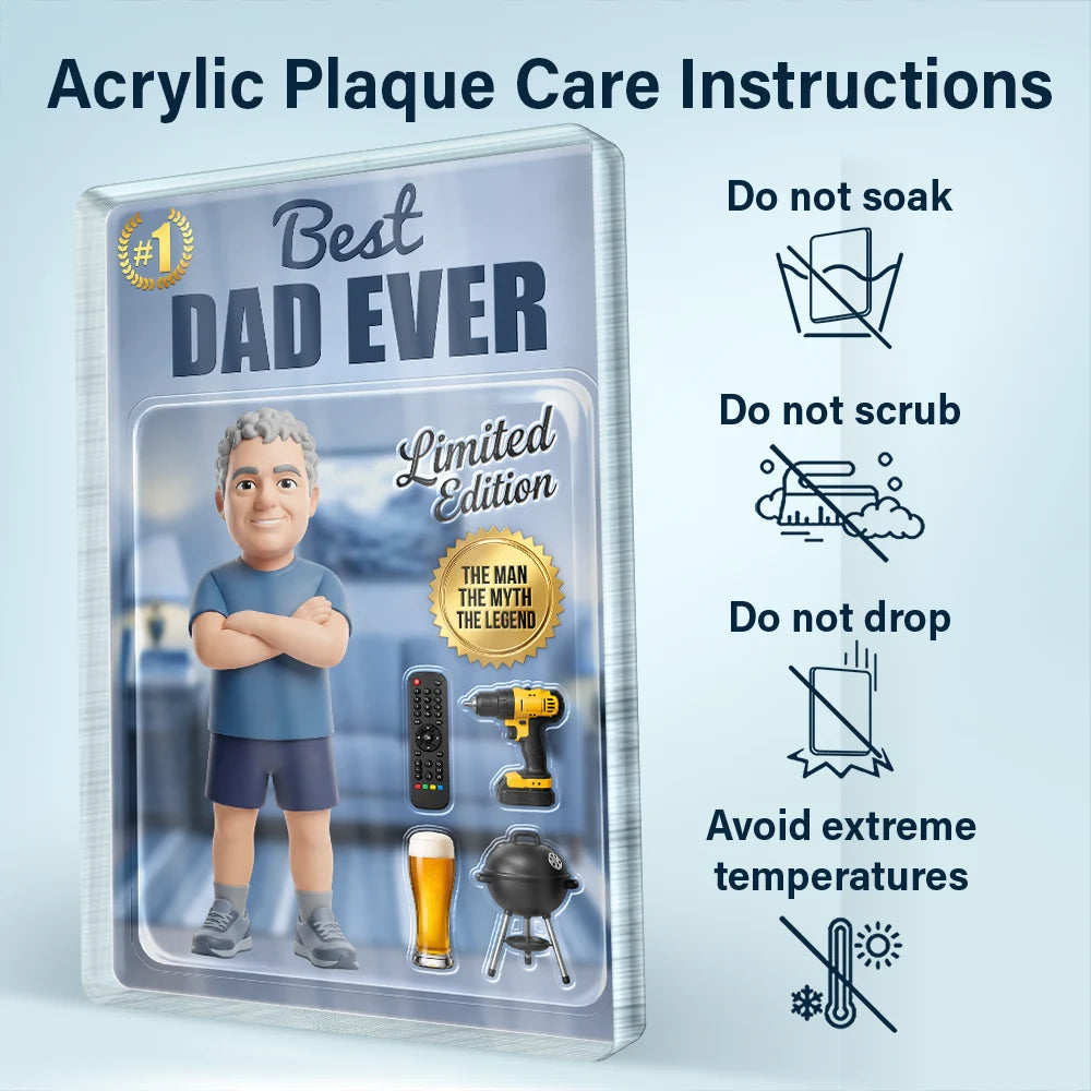 Gift For Husband,Gift For Yourself,Gift For Men,Gift For Father,Gift For Grandpa,Non-Eng,Photo - Toybox Figure,Humorous - Custom Photo Toybox Figure Best Dad Grandpa Ever Limited Edition - Personalized Custom Shaped Acrylic Plaque