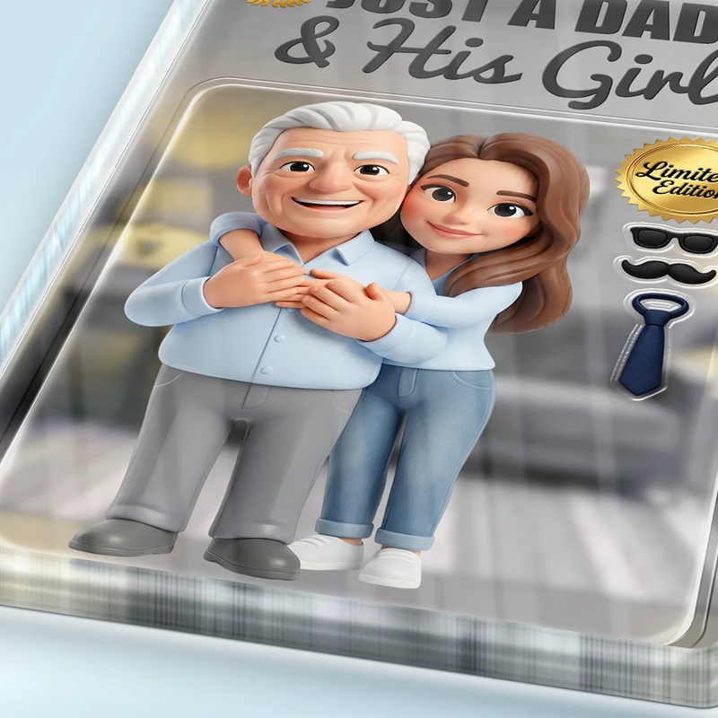Gift For Husband,Gift For Yourself,Gift For Men,Gift For Father,Gift For Grandpa,Dad - Daughters (Young),Dad - Daughters (Adult),Non-Eng,Photo - Toybox Figure,Playful - Custom Photo Toybox Figure Just A Dad & His Girl Limited Edition - Personalized Custom Shaped Acrylic Plaque