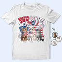 America 250th,Custom Photo,Independence Day,Art Design,Pet Lovers,Playful,Photo - US Theme Accessories 3D Cartoon - Custom Photo 3D Cartoon With US Accessories Red White Meow - Personalized T Shirt