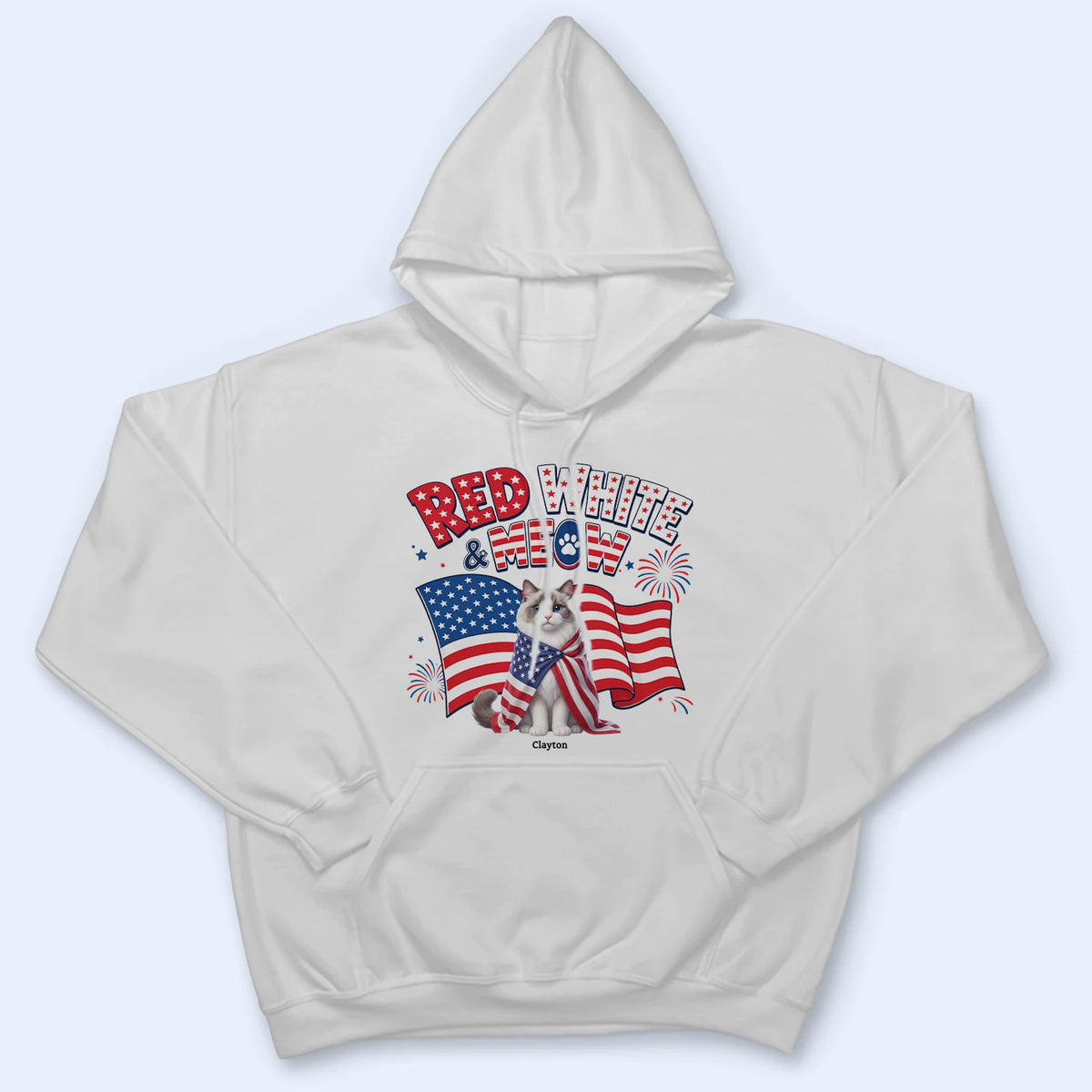 America 250th,Custom Photo,Independence Day,Art Design,Pet Lovers,Playful,Photo - US Theme Accessories 3D Cartoon - Custom Photo 3D Cartoon With US Accessories Red White Meow - Personalized T Shirt