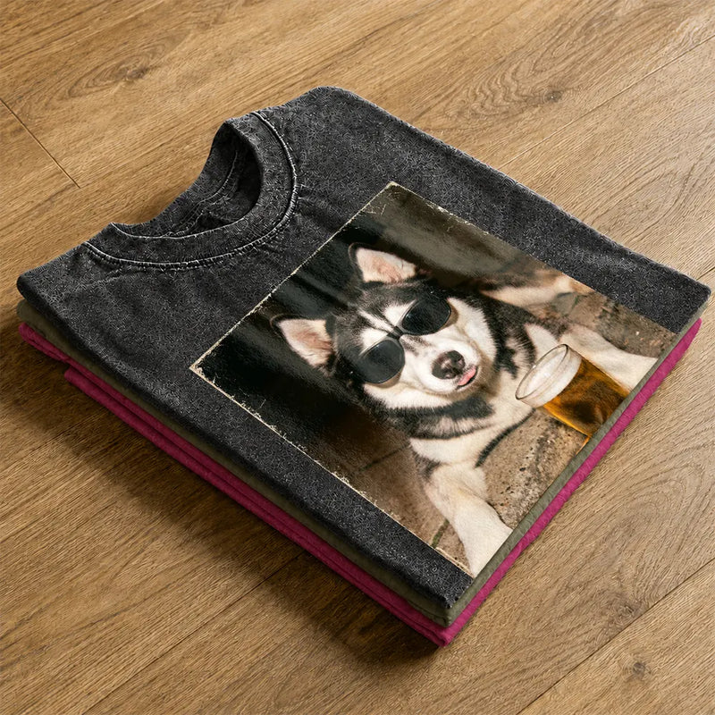 Custom Photo, Art Design, Summer, Pet Lovers, Adorable, Photo - Cool Street Pet - Custom Photo Cool Street Pet Portrait - Personalized Vintage Washed T Shirt