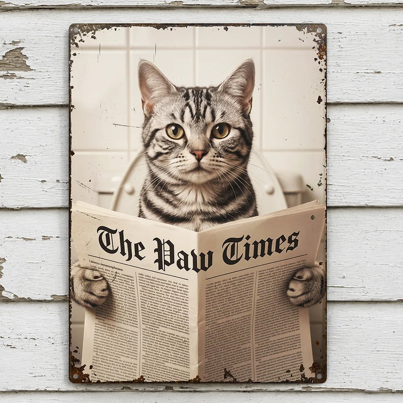 Custom Photo,Art Design,Pet Lovers,Humorous,Photo - Funny Bathroom Pet  - Custom Photo Funny Bathroom Pet Toilet Dog Cat - Personalized Classic Metal Signs