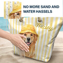 Custom Photo, Art Design, Summer, Pet Lovers, Playful, Photo - Watercolor Summer Pet With Accessories - Custom Photo Watercolor Pet With Summer Accessories Pet Portrait - Personalized Beach Bag