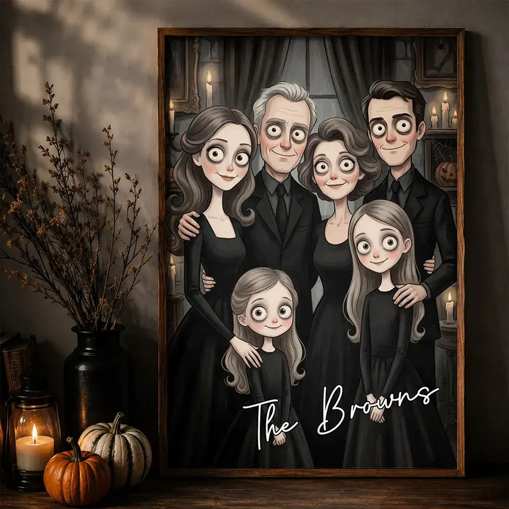 Top Market,Art Design,Playful,Halloween,Family,Photo - Gothic Portrait Art - Custom Photo Gothic Portrait Art Family Couple Pet Lovers - Personalized Poster