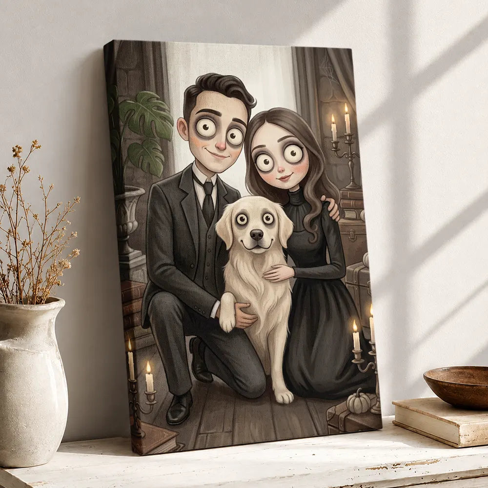 Top Market,Art Design,Playful,Halloween,Family,Photo - Gothic Portrait Art - Custom Photo Gothic Portrait Art Family Couple Pet Lovers - Personalized Poster