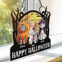 Art Design,Playful,Halloween,Pet Lovers,Photo - Halloween Theme Accessories 3D Cartoon - Custom Photo 3D Halloween Themed Pet Happy Meowloween - Personalized Window Hanging Suncatcher Ornament