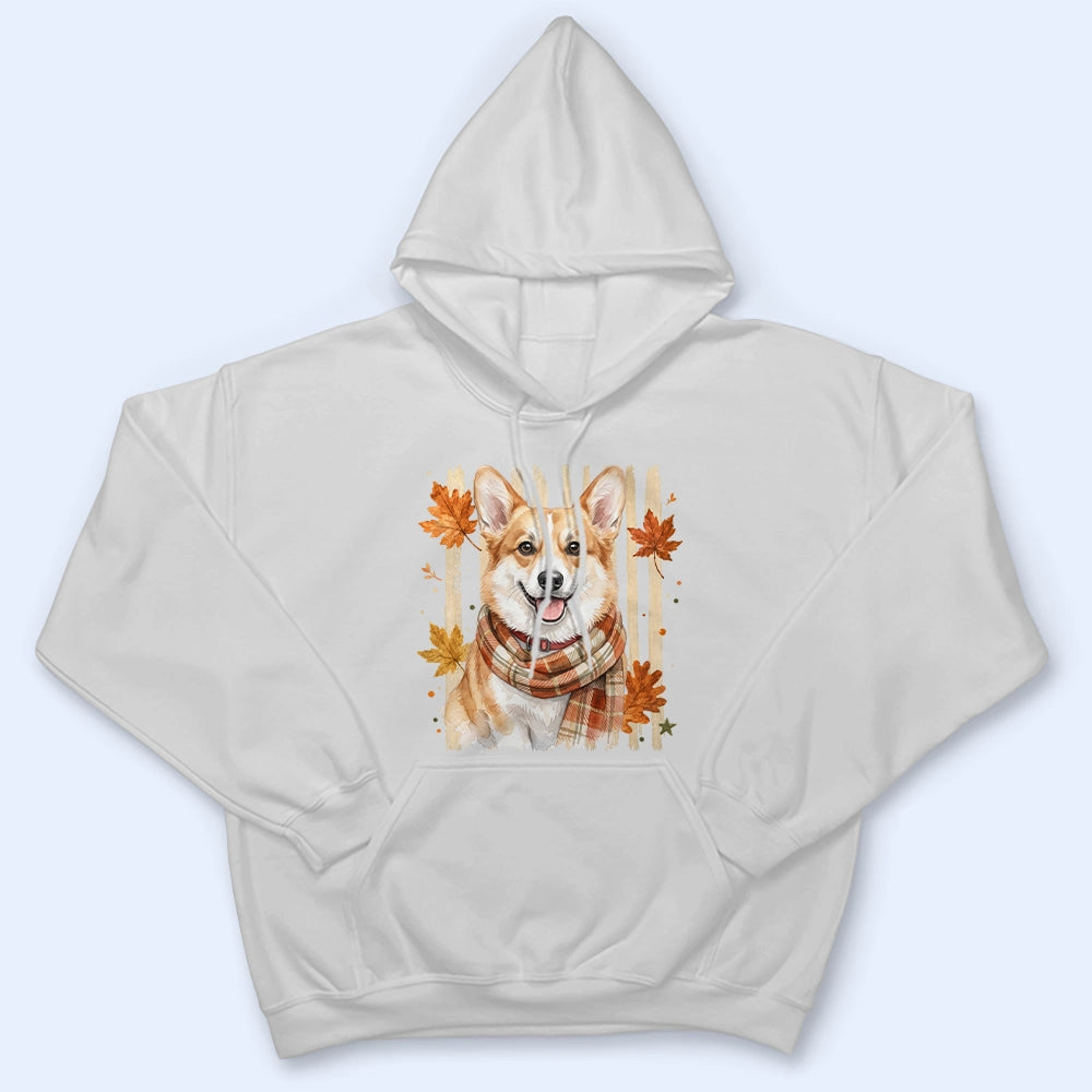 Adorable, Art Design, Pet Lovers, Photo - Autumn Theme Pet - Custom Photo Watercolor Pet With Autumn Accessories Autumn Cute Portrait Dog Cat - Personalized T Shirt
