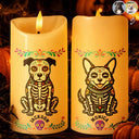Top Market,Art Design,Playful,Halloween,Pet Lovers,Photo - Hispanic Mexican Flowers Pet - Custom Photo Hispanic Pet Day Of The Dead - Personalized Flameless LED Candle