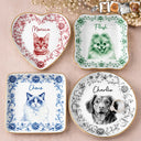 Art Design,Cozy,Pet Lovers,Photo - Porcelain Art Style - Custom Photo Single-Color Watercolor Loving Dog Cat Pet Portrait - Personalized Ring Dish