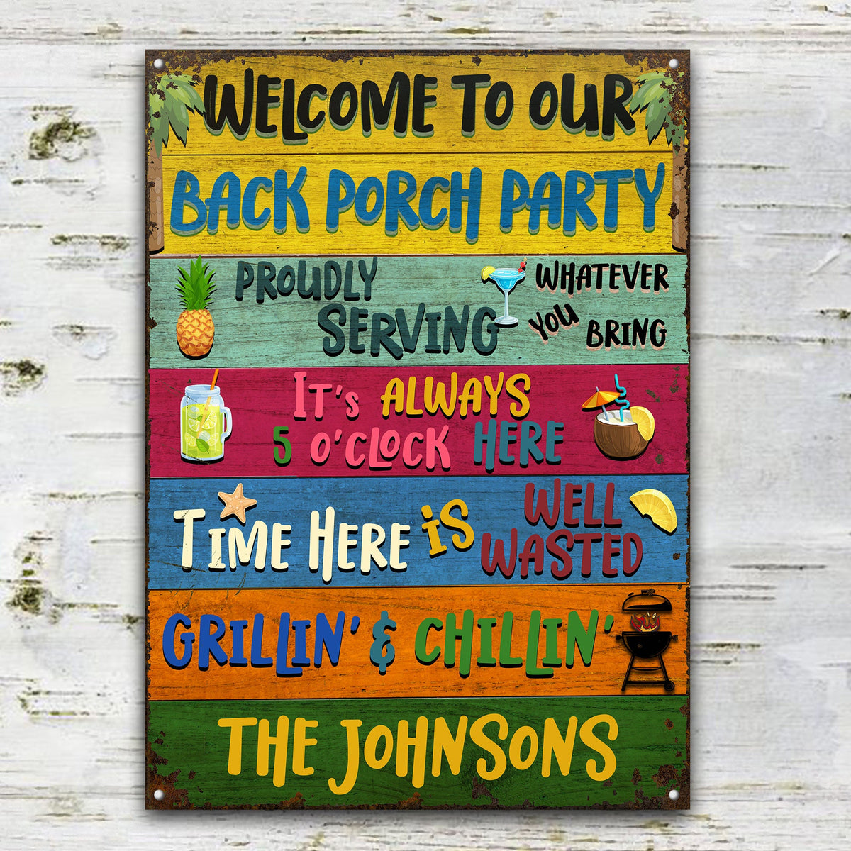 Back Porch Party - Custom Classic Metal Signs