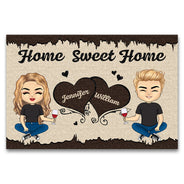 Paillasson personnalisé « Couple Chibi Home Sweet Home »