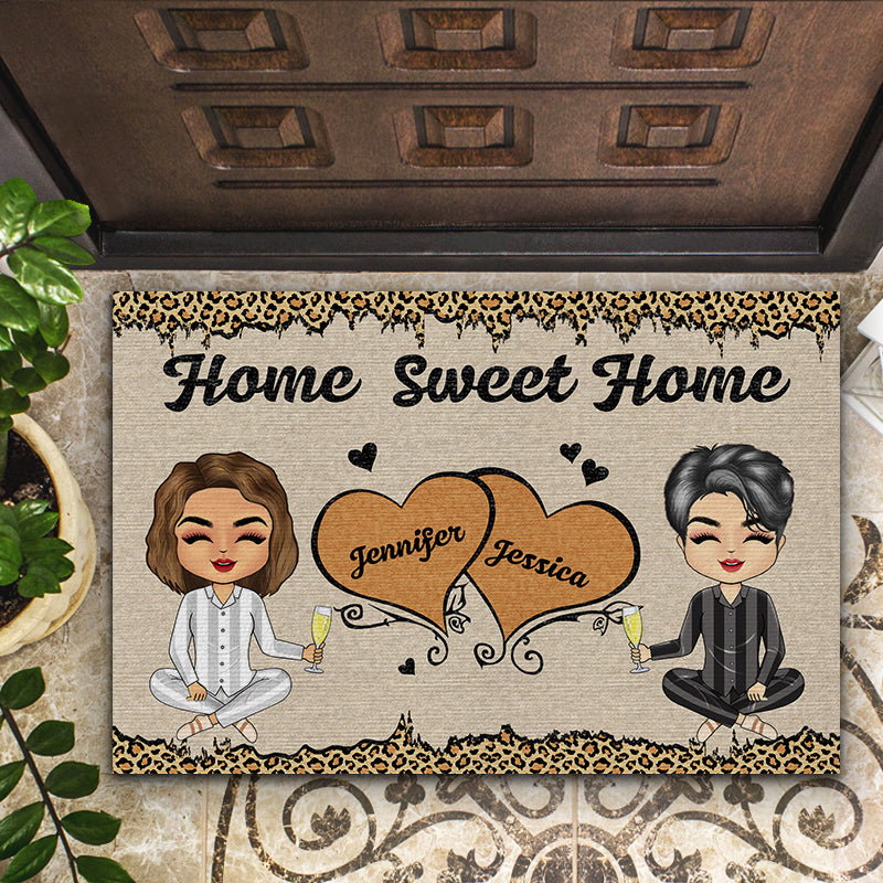 Paillasson personnalisé « Couple Chibi Home Sweet Home »