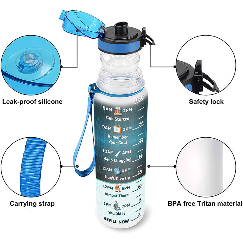 Infirmière buvant de l'eau et poignardant les gens - Bouteille de suivi d'eau personnalisée