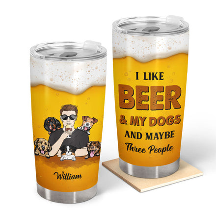 Amoureux des chiens, papa de chien, j'aime la bière et mon chien - Verre personnalisé