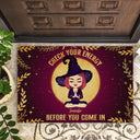 Check Your Energy Witch - Gift For Yoga Lovers - Personalized Custom Doormat