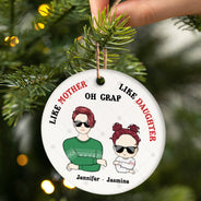 Christmas Family Like Father Like Son - Personalized Custom Circle Ceramic Ornament