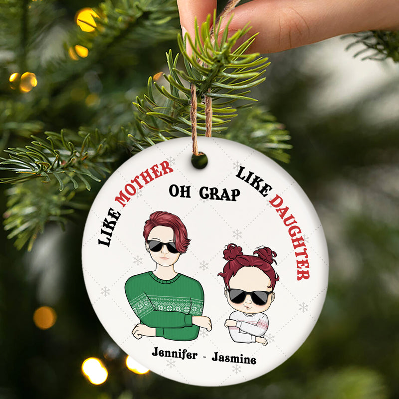 Christmas Family Like Father Like Son - Personalized Custom Circle Ceramic Ornament