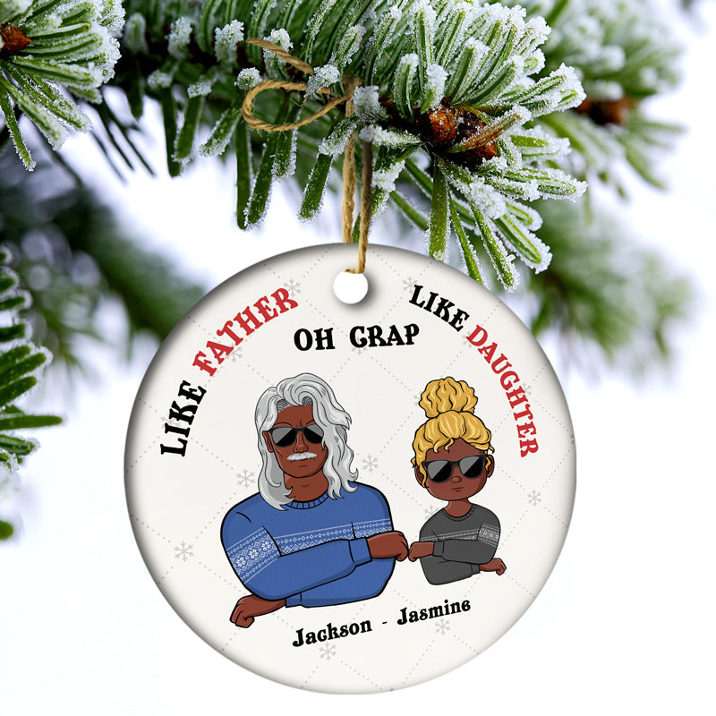 Christmas Family Like Father Like Son - Personalized Custom Circle Ceramic Ornament