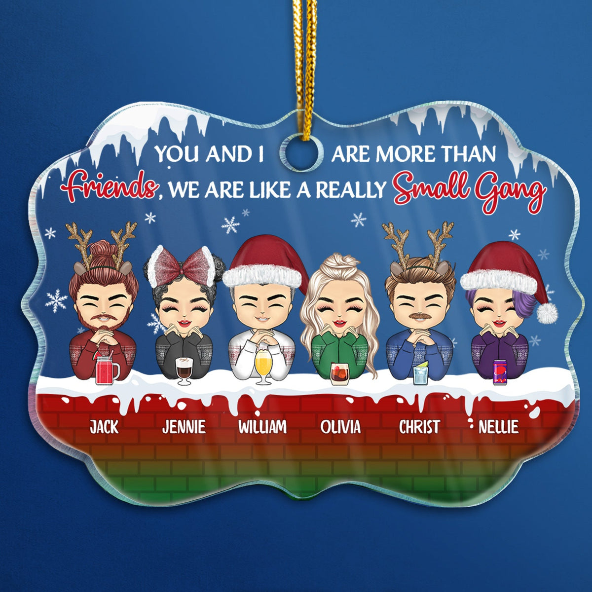 Christmas A Really Small Gang - Gift For Bestie - Personalized Custom Medallion Acrylic Ornament