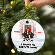 Ma maison pour toujours - Cadeau de Noël pour les amoureux des chiens et des chats - Ornement en céramique personnalisé en forme de cercle