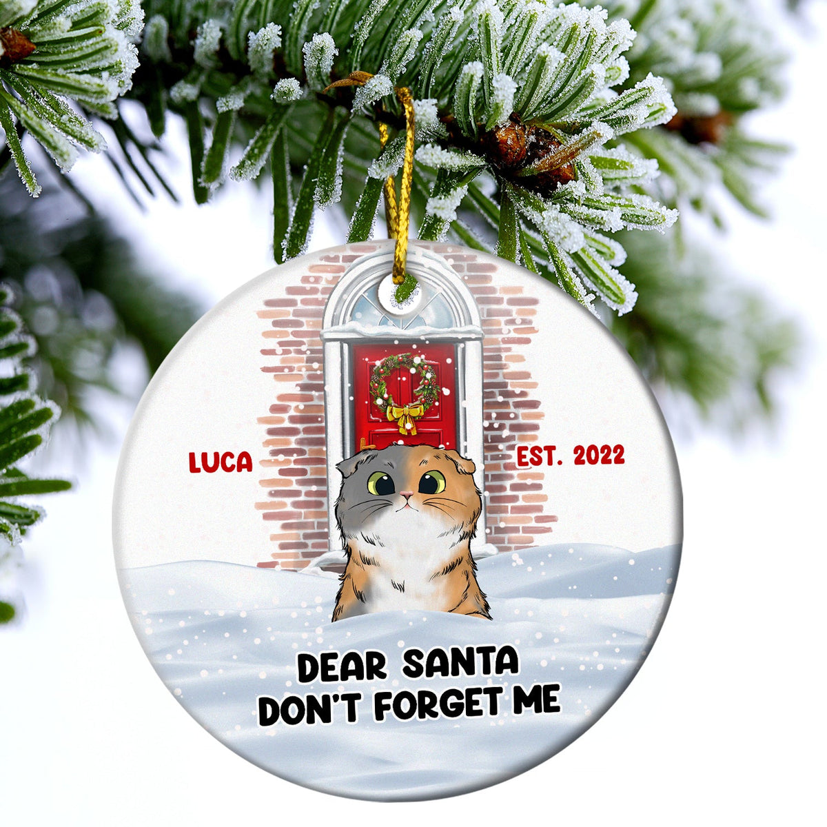 Ma maison pour toujours - Cadeau de Noël pour les amoureux des chiens et des chats - Ornement en céramique personnalisé en forme de cercle